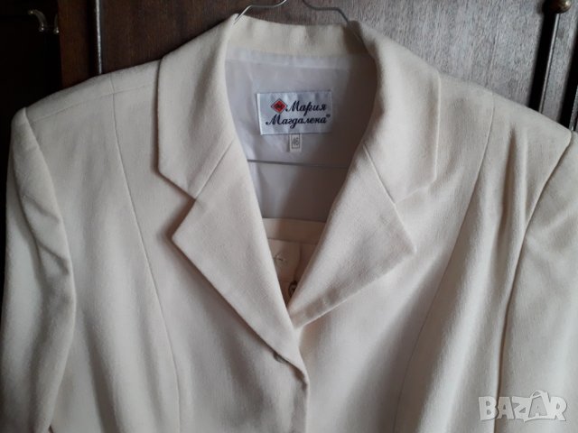 Дамски летен бял костюм къс ръкав от шантунг с подплата, снимка 4 - Костюми - 32874696