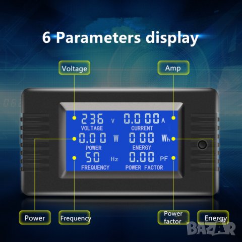 Волтметър Peacefair PZEM-022 AC 80-260V 100А, снимка 7 - Друга електроника - 38001308