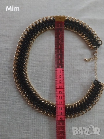 Колие от синджири с вплетена кожа , снимка 5 - Колиета, медальони, синджири - 52016380