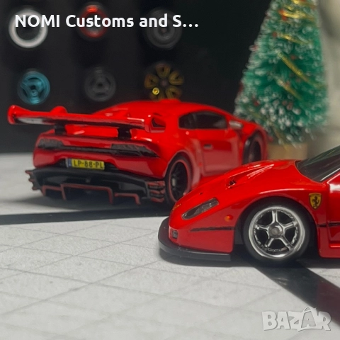 Hot Wheels Ferrari F40 Competizione & Lamborghini Huracan Super Trofeo , снимка 10 - Коли, камиони, мотори, писти - 52822576