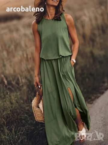 Дамска рокля без ръкави с обло деколте, 10цвята, снимка 5 - Рокли - 40762101