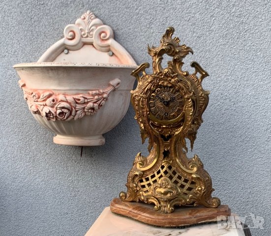 Каминен часовник в стил ROCOCO-Бронз с позлата, снимка 3 - Антикварни и старинни предмети - 27626114