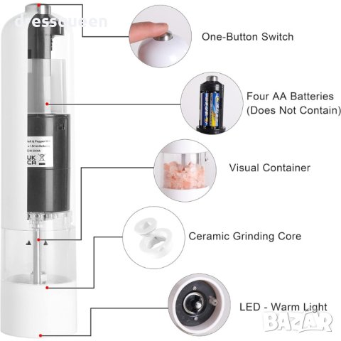 4111 Електрическа мелница с LED осветление с регулируема финностт на смиляне, снимка 8 - Аксесоари за кухня - 44010773