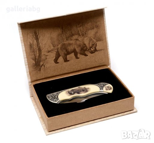 Джобен нож с изображение на Мечка 