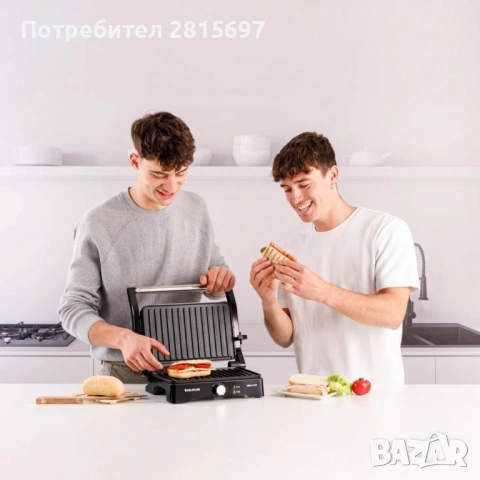 Контактен грил Taurus Grill and Co, 1500W с плаващ капак и регулируем термостат, снимка 4 - Скари - 53060503