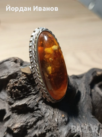 Руски пръстен с точен кехлибар , снимка 4 - Пръстени - 53408540