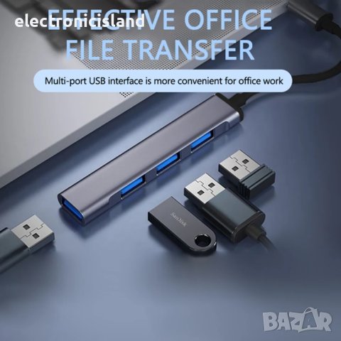  USB 3.0 хъб hub с 4 порта към USB-C мулти сплитер адаптер OTG, снимка 2 - Други - 43946620