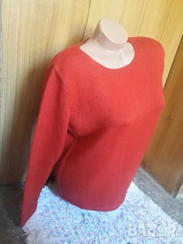 Червена дебела блуза плетиво С/М, снимка 2 - Блузи с дълъг ръкав и пуловери - 34626434
