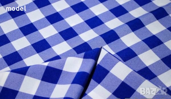Плат за покривки,червено, синьо, каре, снимка 2 - Покривки за маси - 36535078
