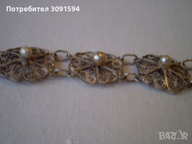 филигранена дамска гривна със перли, снимка 10 - Антикварни и старинни предмети - 40225070