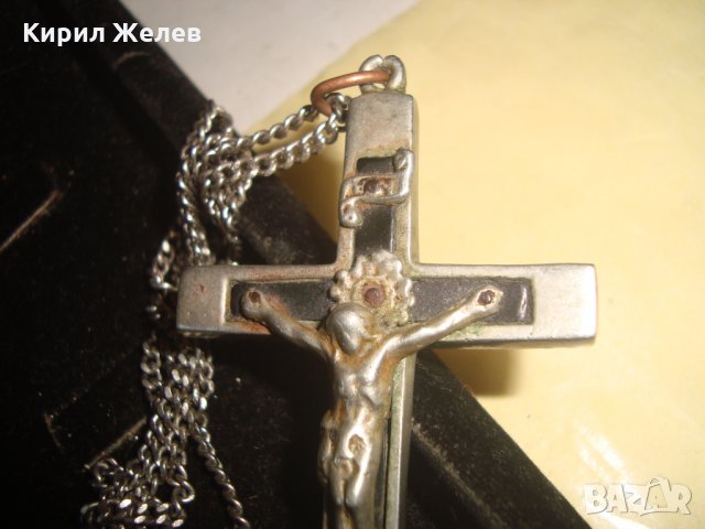МНОГО СТАР ЙЕРУСАЛИМСКИ КРЪСТ НАГРЪДНО РАЗПЯТИЕ ПОСРЕБРЕНО РЯДКО със СТОМАНЕНА ВЕРИЖКА 21128 , снимка 13 - Антикварни и старинни предмети - 32689668
