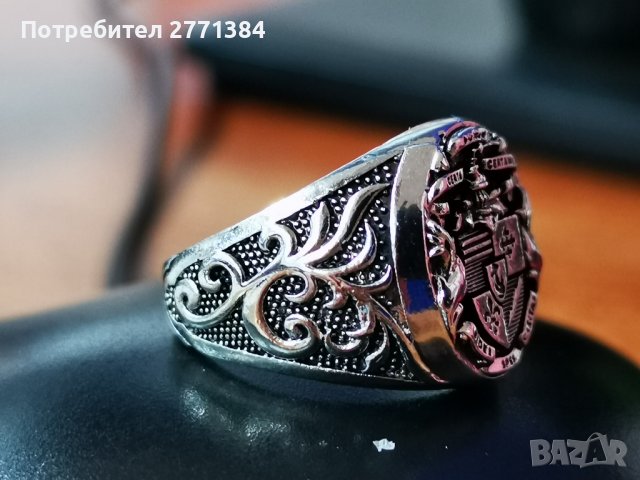 Супер детайлен келтски мъжки пръстен с печат 925 размер9-10 (не съм сигурен дали е 100% сребро, но м, снимка 3 - Други - 37471165
