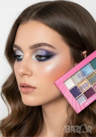 Грим палитри сенки за очи Fab Factory 12 Shimmer & Glitter Creams Eyeshadow Palette - 2 вида, снимка 2 - Декоративна козметика - 53487525