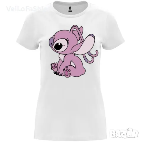 Тениски за двойки Стич и Ейнджъл (Stitch & Angel) в бял цвят , снимка 2 - Тениски - 47292790