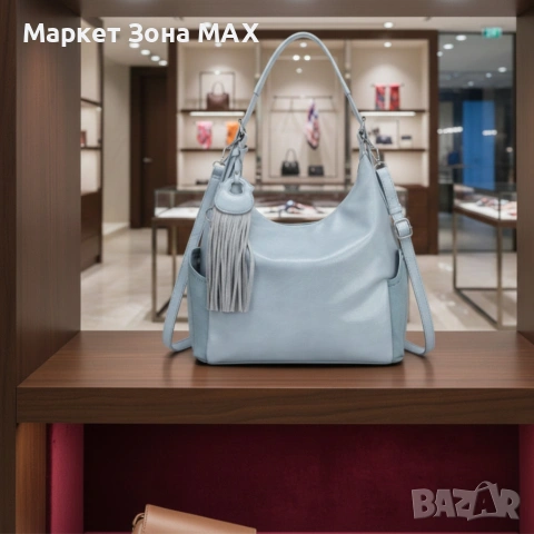 Дамска чанта с висулка и странични джобове в 7 цвята — стилна, вместителна и практична, снимка 3 - Чанти - 53278635