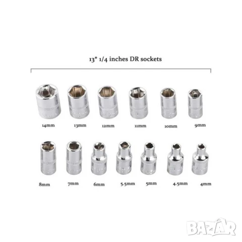 ПРОМО!! Комплект инструменти гедоре 1/4" в куфар, 46 части, снимка 5 - Гедорета - 51336187
