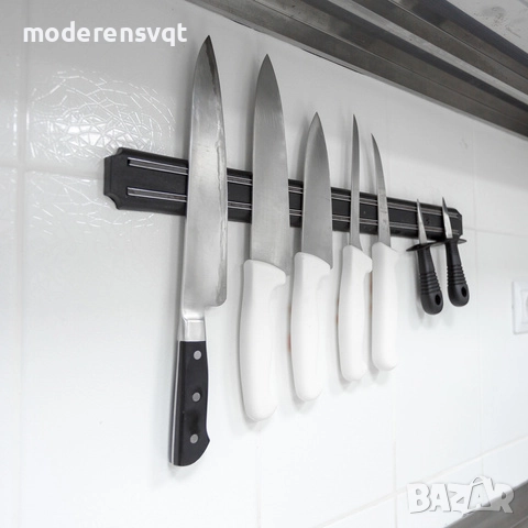 Магнитна стойка за ножове, кухненски ножици и други метални аксесоари, снимка 4 - Аксесоари за кухня - 51484542