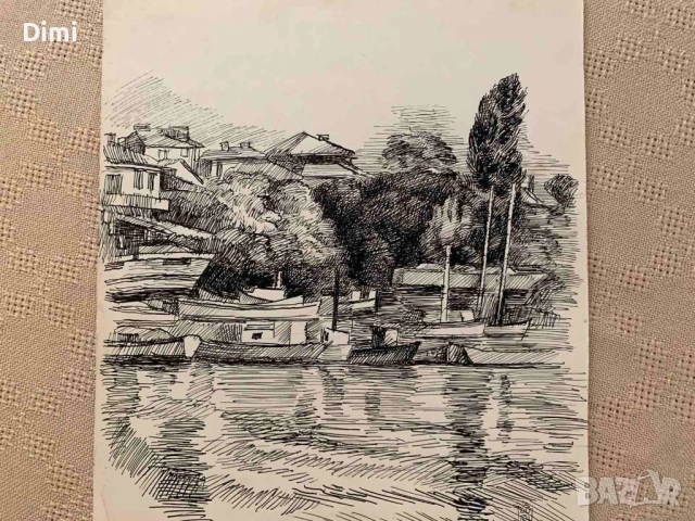 ЕЛКА НАЙДЕНОВА пейзаж – туш , снимка 3 - Картини - 52827259