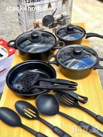 Комплект съдове за готвене от 13 части, Незалепващо покритие, снимка 2 - Съдове за готвене - 52952568