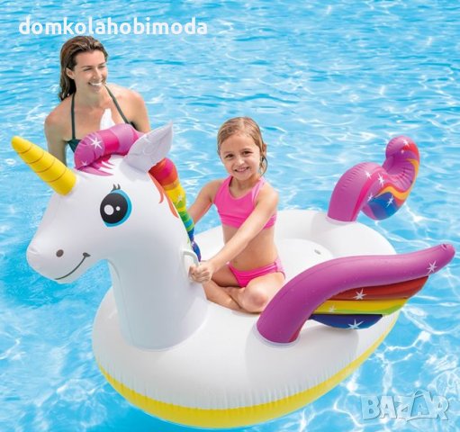  Надуваема еднорог -Intex,201x140x97 см,2 въздушни камери , снимка 2 - Басейни и аксесоари - 40547620