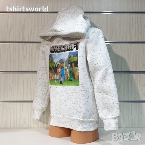Нов детски суичър в цвят бял меланж с дигитален печат MINECRAFT, снимка 9 - Детски анцузи и суичери - 38484051