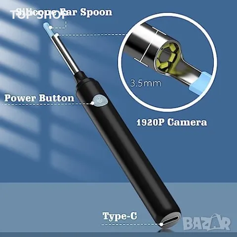 Нов VITCOCO Отоскоп 1080P FHD WiFi - Премахване на Ушна Кал с 6 LED, снимка 10 - Тримери - 49309228