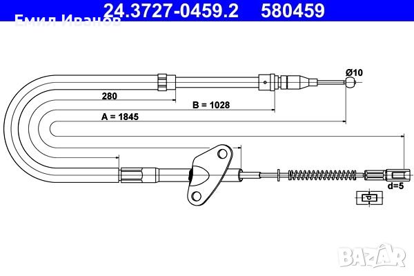 ЖИЛО ЗА РЪЧНА СПИРАЧКА ЗАДНО ЛЯВО мерцедес,MERCEDES Т1