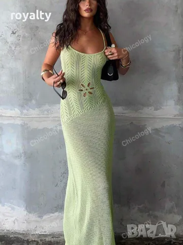 Рокля от плетен тъкан плат в зелено 🍋‍🟩, снимка 3 - Рокли - 49206194