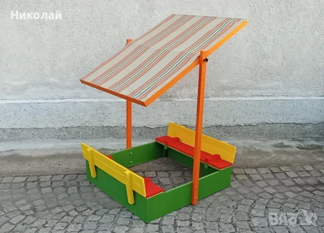 Детски пясъчник със сгъваеми скамейки и пясъчници за момиче момче игри за двор градина, снимка 2 - Пластелини, моделини и пясъци - 49743567