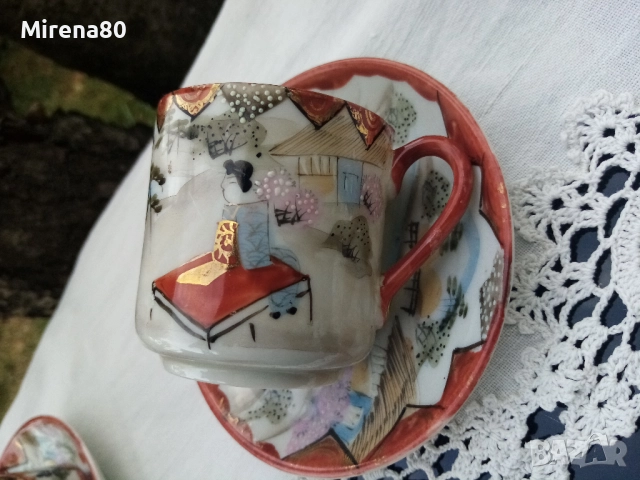 Винтидж японски сет, снимка 4 - Чаши - 51629377