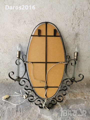 Старо огледало, желязна рамка, нощни лампи, снимка 11 - Антикварни и старинни предмети - 40072511