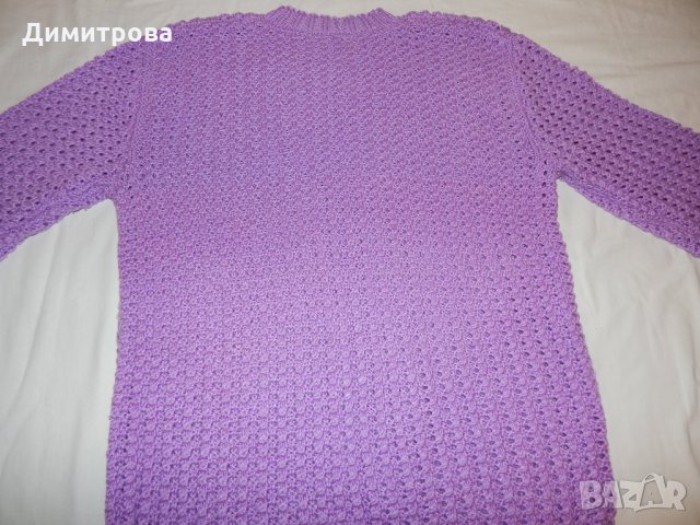 Лилава блуза- ръчно плетиво Л размер, снимка 10 - Блузи с дълъг ръкав и пуловери - 27306342