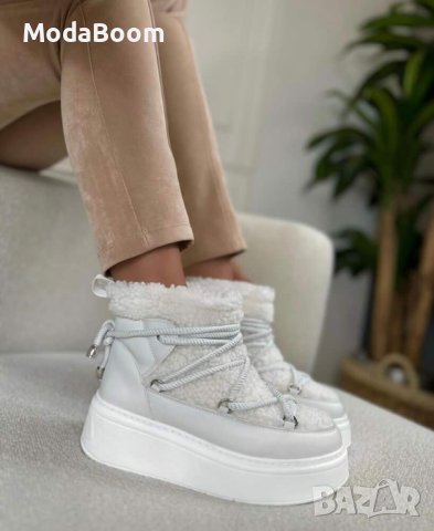 💥Кожени боти на платформа с пух💥, снимка 2 - Дамски боти - 43415213