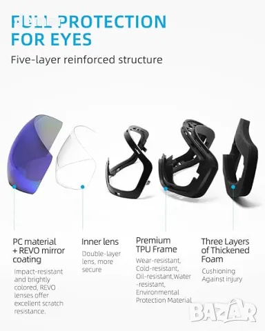 Ски очила JetBlaze за мъже и жени против замъгляване, съвместими с каска, сребристи (S3:8% -18% VLT), снимка 5 - Зимни спортове - 50375353