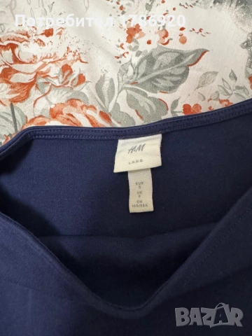 H&M класическа тъмносиня блуза - размер S (oversized, подхожда S-L), снимка 2 - Блузи с дълъг ръкав и пуловери - 38374605