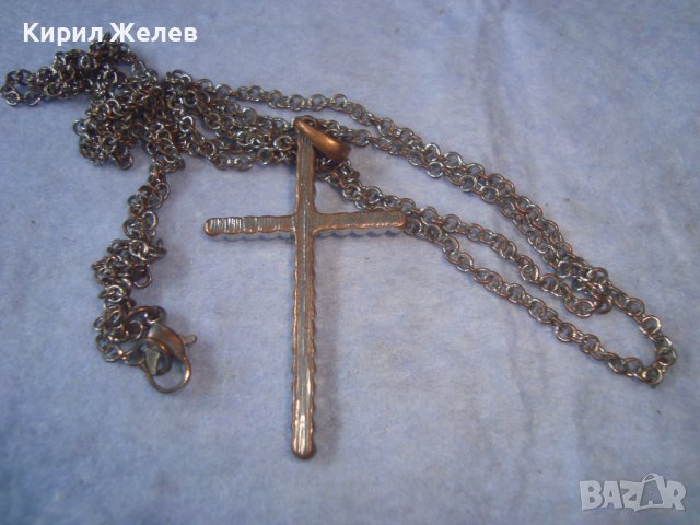 СТАРО УКРАСЕНО с МНОГО КРАСИВИ ФАСЕТИРАНИ КРИСТАЛИ АРТ КРЪСТЧЕ с ВЕРИЖКА КОЛИЕ 21524, снимка 6 - Колиета, медальони, синджири - 36950383