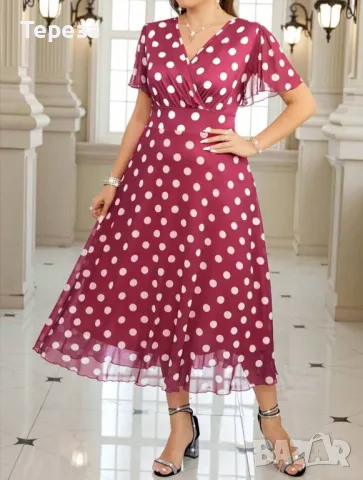 🆕 Рокля на точки/ 2XL-3XL, снимка 2 - Рокли - 50132222