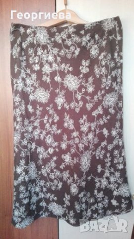 Дълга шоколадово кафява пола на цветя🌹 XL🌹  арт.100, снимка 2 - Поли - 26386519