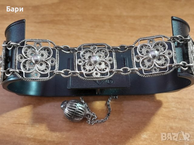 Стара сребърна филигранна гривна ръчна изработка, снимка 6 - Други ценни предмети - 43740434