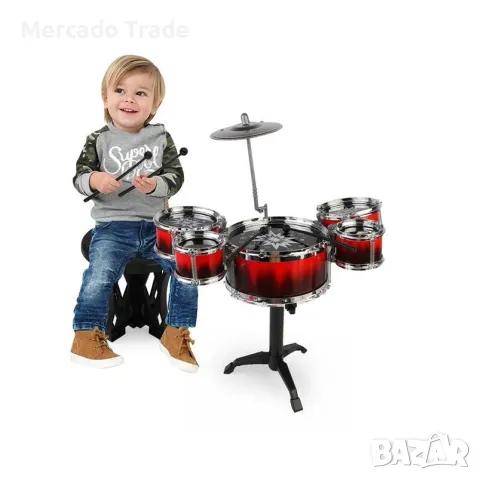 Комплект с барабани Mercado Trade, С табуретка, снимка 2 - Музикални играчки - 48110420