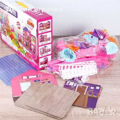 Къща за кукли с мебели и фигурки, за сглобяване , снимка 3 - Кукли - 49246869