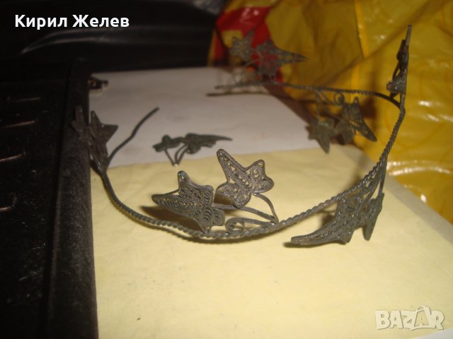СТАРИНЕН ФИЛИГРАНЕН СРЕБЪРЕН ВЕНЕЦ ДИАДЕМА ВИСОКА ПРОБА СРЕБРО ЮВЕЛИРНА РАБОТА УНИКАТ КОРОНА 23493, снимка 12 - Антикварни и старинни предмети - 33213715