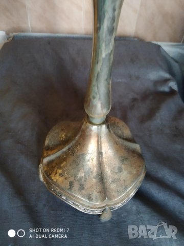 посребрен метален свещник, снимка 2 - Антикварни и старинни предмети - 37123406