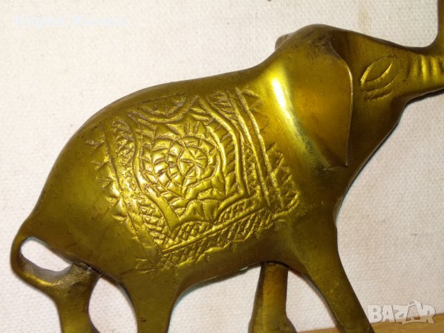 СИМПАТИЧНА КЪСМЕТЛИЙСКА ДЕКОРАТИВНА ОРНАМЕНТИРАНА МЕСИНГОВА ФИГУРКА СЛОНЧЕ 42696, снимка 5 - Статуетки - 43876664