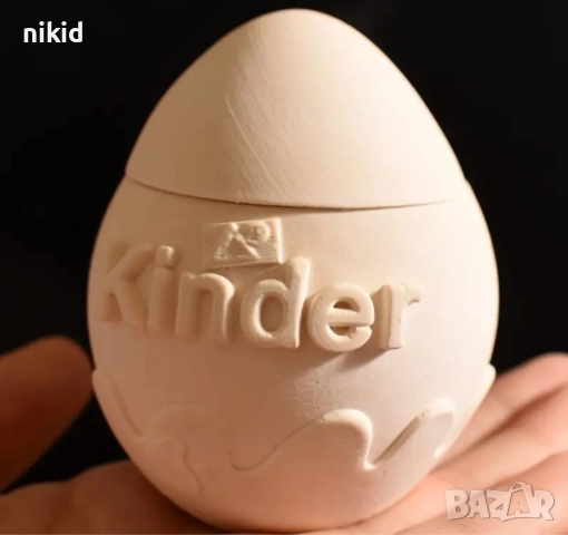 3D Kinder шоколадово Киндер яйце 2 части силиконов молд форма кутия свещ смола гипс шоколад декор, снимка 2 - Форми - 51828335