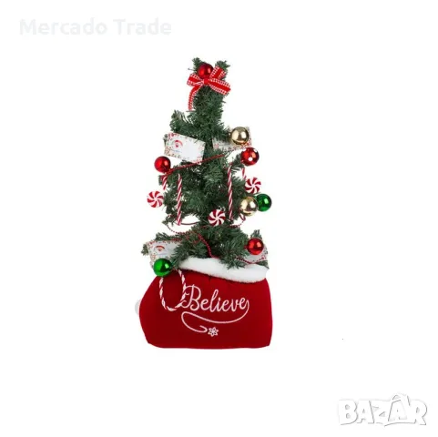 Коледна декоративна елха в чувалче Mercado Trade, 60cм.