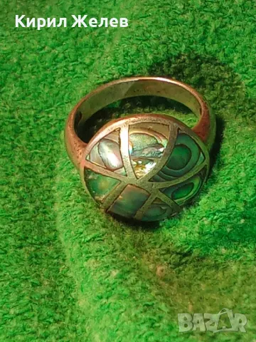 ПРЕКРАСЕН ВИНТИДЖ АРТ СЕДЕФЕН СРЕБЪРЕН ПРЪСТЕН СРЕБРО 925 с РЪЧНО ИНКРУСТИРАН КРАЛСКИ СЕДЕФ 47534, снимка 17 - Пръстени - 49915516