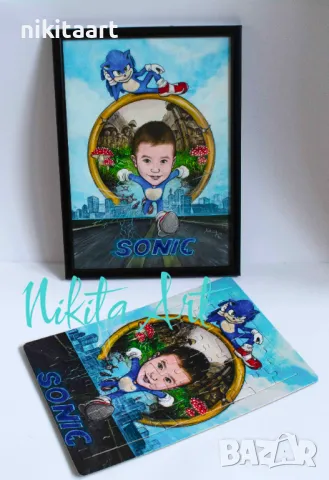 Пъзел с карикатура ръчно рисувана