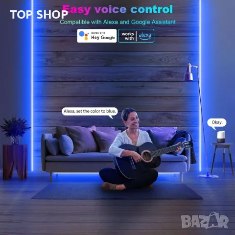 TENDIST 15M RGB Външни LED ленти, LED въжени светлини IP67, Дистанционно, Smart 24V WiFi, снимка 4 - Лед осветление - 49552836