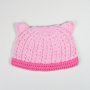 бебешка шапка с ушички плетка памук ръчна изработка, снимка 3